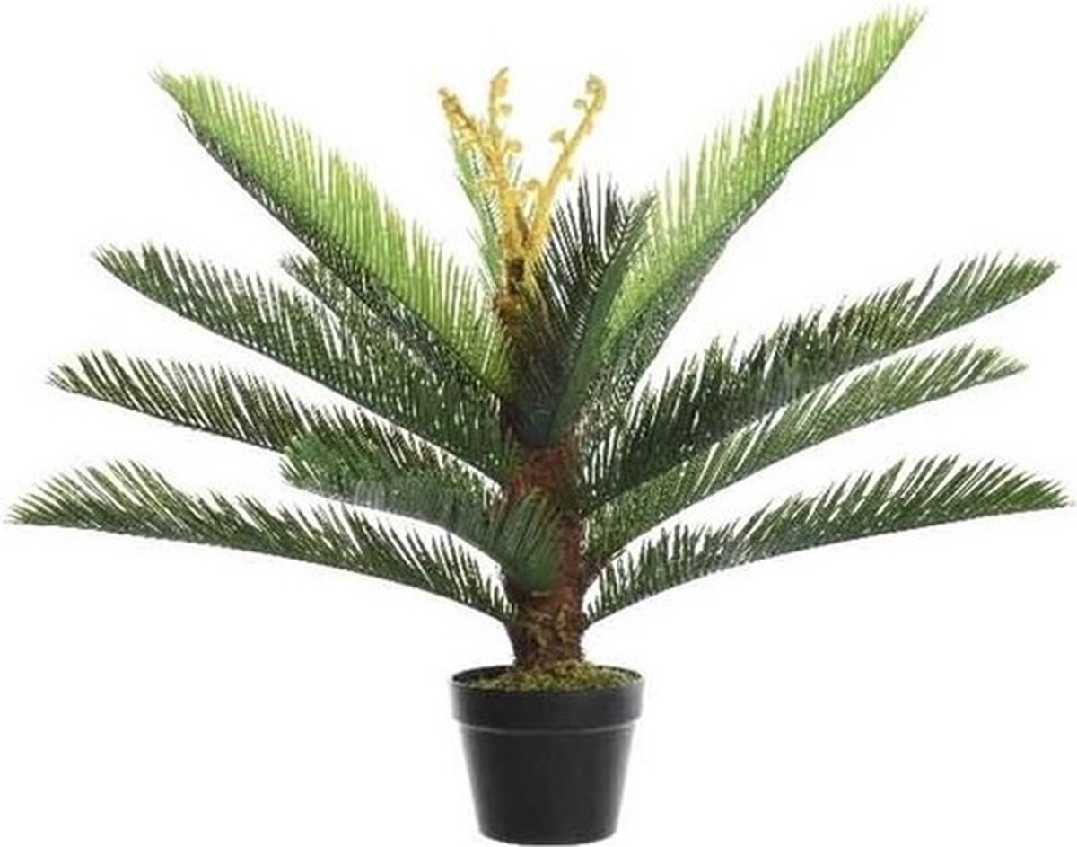 Groene boomvarens kunstplant 75 cm in zwarte plastic pot - Kamerplant kunstplanten/nepplanten