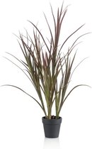 Kantoor kunstplant hoog gras groen in zwarte ronde pot 90 cm - Kantoorplanten/kunstplanten