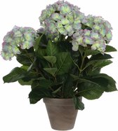 Plante artificielle Hortensia Violet clair- H 45cm - Pot décoratif en céramique - Décorations Mica