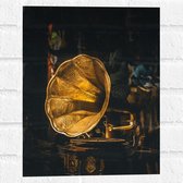 Muursticker - Gouden Glimmende Grammofoon - 30x40 cm Foto op Muursticker