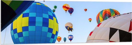 PVC Schuimplaat - Tussen de Luchtballonnen in de Lucht - 150x50 cm Foto op PVC Schuimplaat (Met Ophangsysteem)