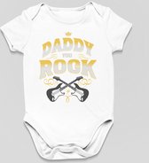 Cadeau Vaderdag - Barboteuse Daddy You Rock - Taille 92 - Couleur Wit - 100% Katoen