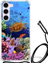 Silicone Back Cover Geschikt voor Samsung Galaxy S23 Smartphone hoesje met doorzichtige rand Vissen
