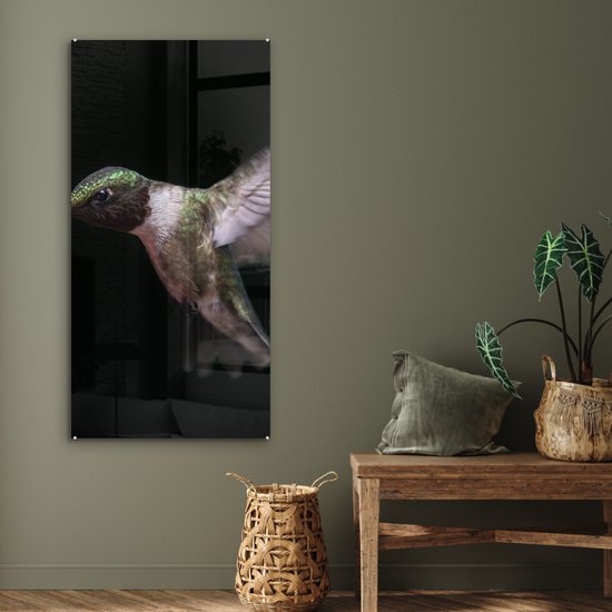 MuchoWow® Peinture sur verre 60x120 cm - Peinture sur verre acrylique - Colibri - Vogel - Ressorts - Photo sur verre - Peintures