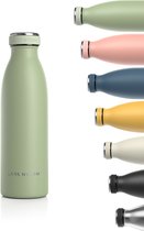 LARS NYSØM - 'Ren' Roestvrijstalen drinkfles 500ml - BPA-vrij geïsoleerde waterfles 0,5 Liter - Sage