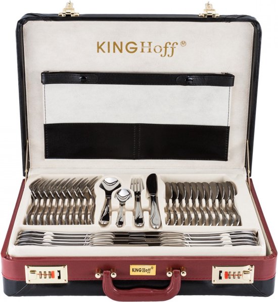 KINGHOFF 3515 - luxe bestekset koffer - 72 delig - 12 persoons - Modern bestek - KINGHOFF