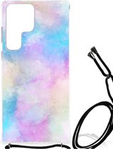 Telefoon Hoesje Geschikt voor Samsung Galaxy S23 Ultra Anti Shock Hoesje met transparante rand Watercolor Light