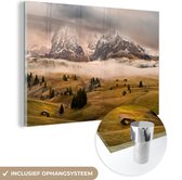 Peinture sur verre - Paysage - Berg - Neige - Arbres - Peinture sur verre - 180x120 cm - Décoration murale - Plaque de Verres - Photo sur verre