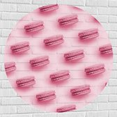 Muursticker Cirkel - Patroon van Roze Macarons tegen Roze Achtergrond - 100x100 cm Foto op Muursticker