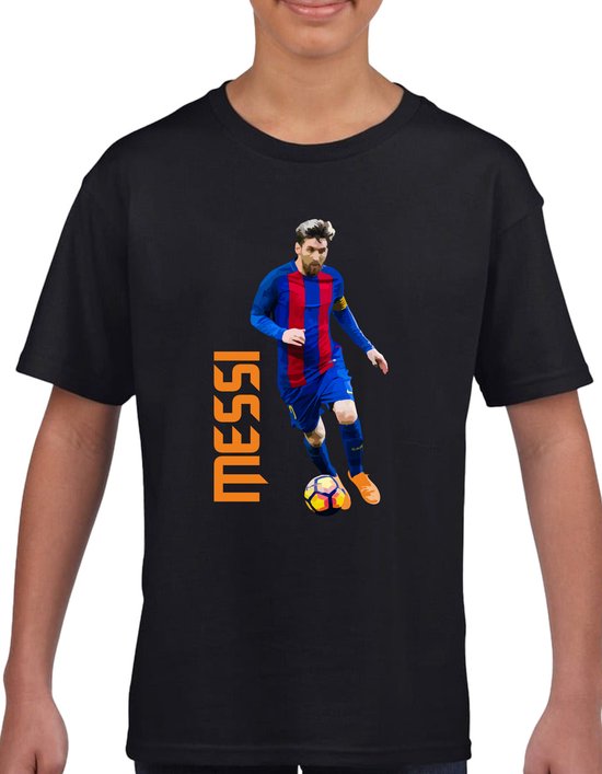 Messi - 10 - le bouc - T-shirt Kinder - noir texte orange - Taille 152 - T-shirt 13 à 14 ans - Textes rigolos - Cadeau - T-shirt cadeau - anniversaire - Cadeau