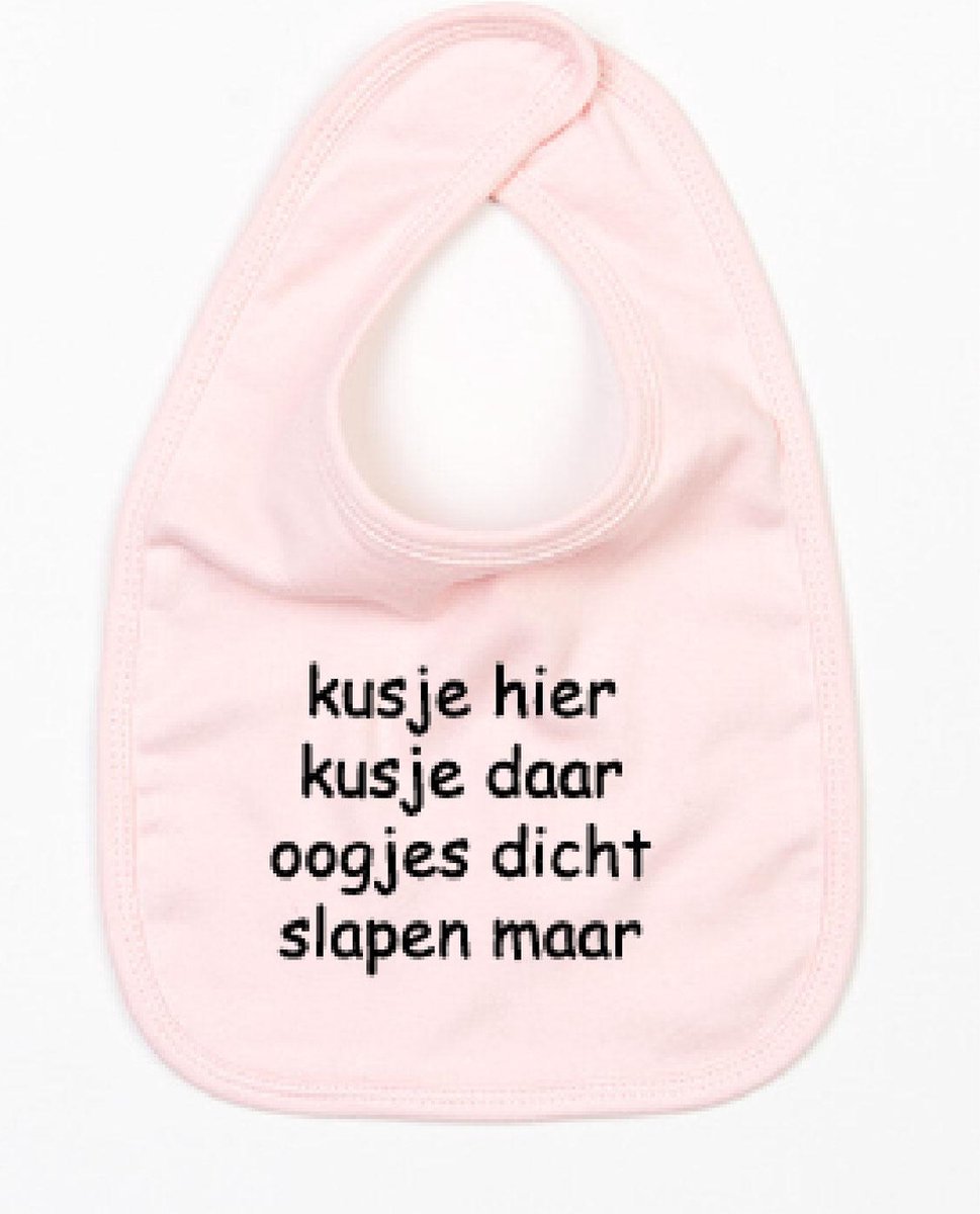 Goedkoopste Slabbetje Kusje Hier Kusje Daar-Licht Roze-One Size