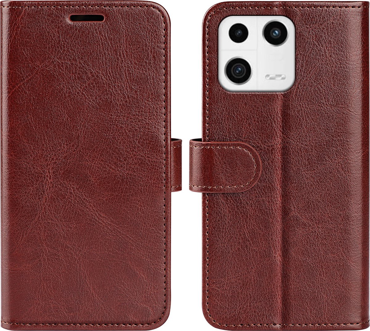MobyDefend Hoesje - Geschikt voor Xiaomi 13 - Wallet Book Case (Sluiting Achterkant) - Bruin