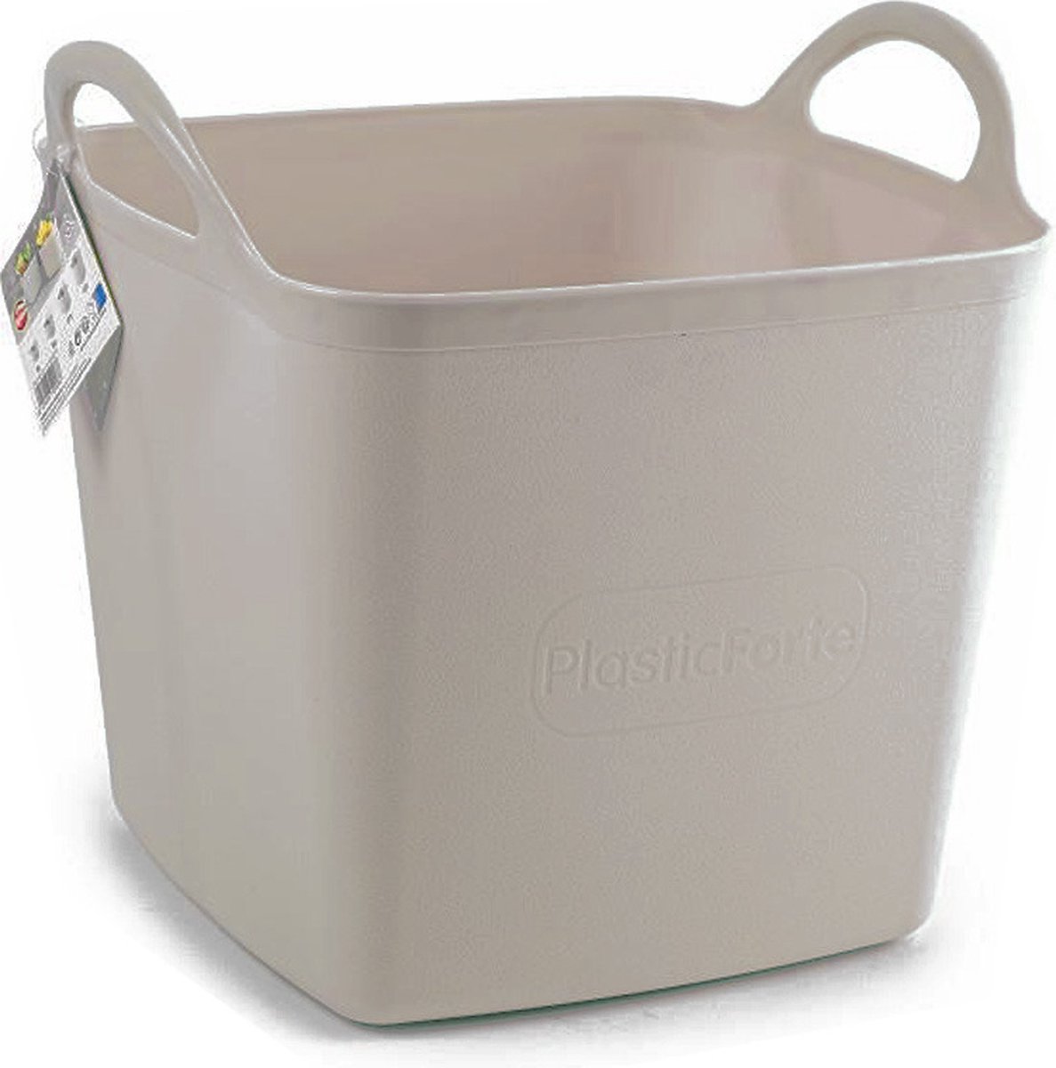 Goedkoopste Plasticforte Kuip/emmer/wasmand - flexibel - beige - 43 liter - vierkant - kunststof - 40 x 40 x 44 cm