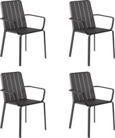NATERIAL - Set de 4 chaises de jardin IDAHO avec accoudoirs - 4 x chaise de jardin - fauteuil de jardin - empilable - chaise empilable - aluminium - gris foncé