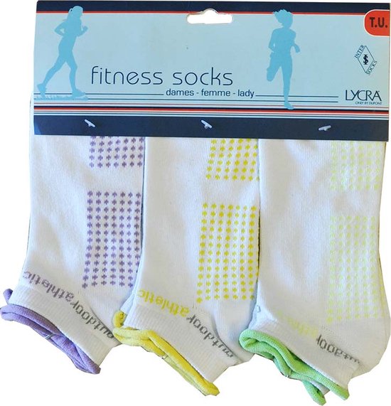 Dames enkelkousen fitness fantasie athletic - 6 paar gekleurde sneaker sokken - 36/41