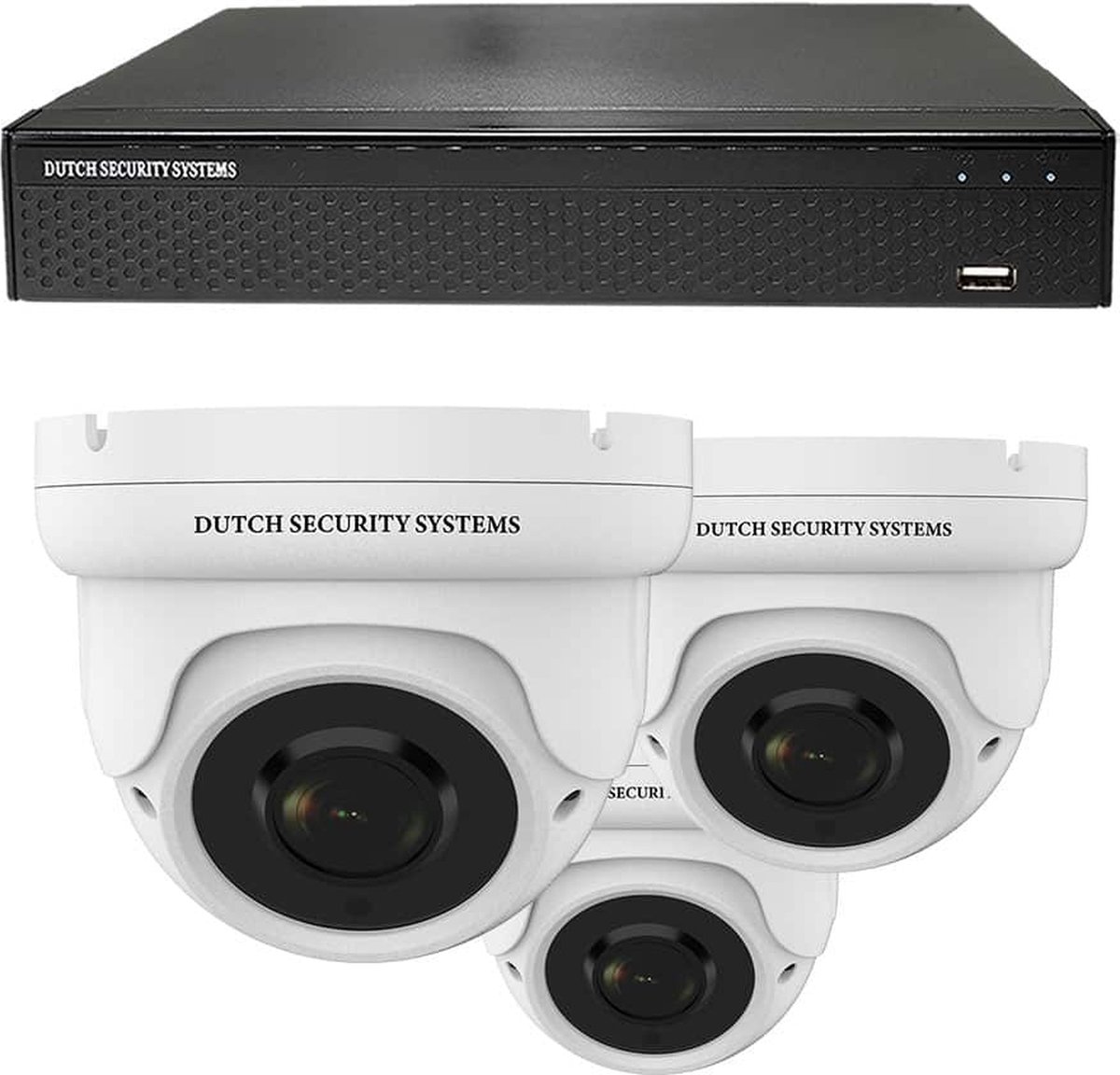 Draadloze Camerabeveiliging - Sony 5MP - 2K QHD - Set 3x Dome - Wit - Binnen & Buiten - Met Nachtzicht - Incl. Recorder & App
