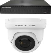 Draadloze Camerabeveiliging - Sony 5MP - 2K QHD - Set 1x Dome - Wit - Binnen & Buiten - Met Nachtzicht - Incl. Recorder & App