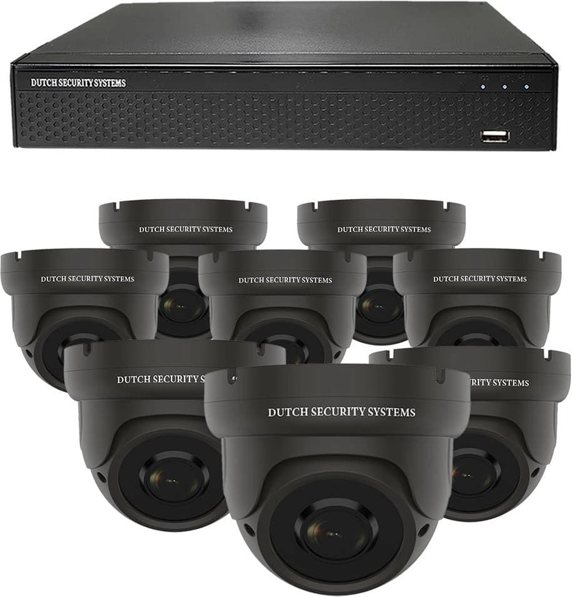 Camerabeveiliging 2K QHD - Sony 5MP - Set 8x Dome - Zwart - Buiten & Binnen - Met Nachtzicht - Incl. Recorder & App