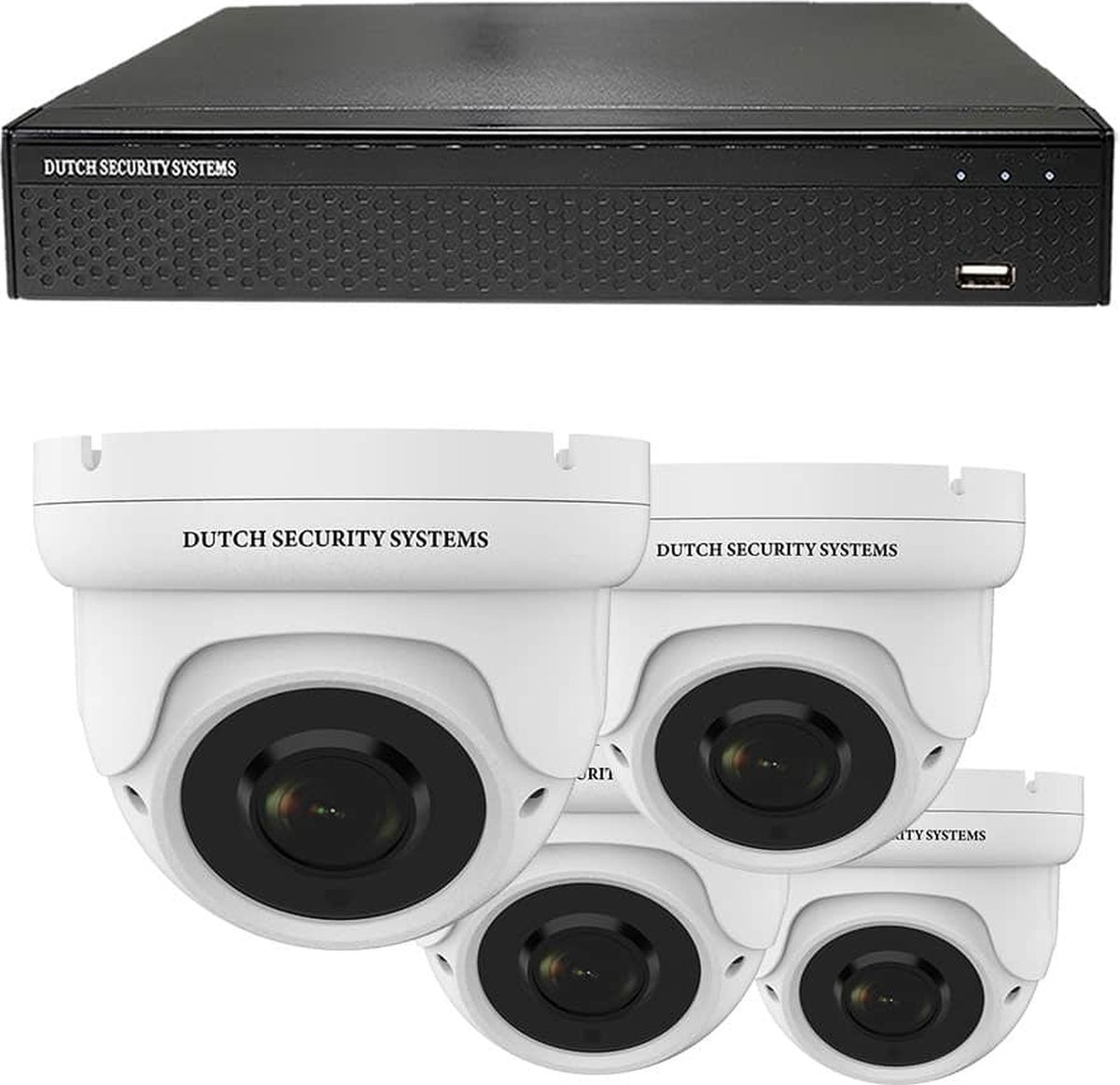 Camerabeveiliging 2K QHD - Sony 5MP - Set 4x Dome - Wit - Buiten & Binnen - Met Nachtzicht - Incl. Recorder & App