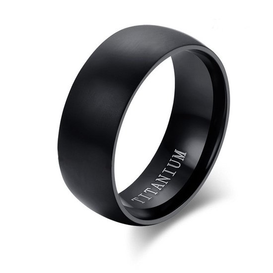 Ring heren zwart mat - titanium steel - staal rvs -Ringen van Mauro Vinci met geschenkverpakking - Sieraden voor mannen- maat 9