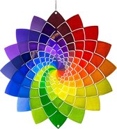 roestvrijstalen windgong Rainbow, licht draaiend windmobiel in heldere kleuren, inclusief ophangsysteem, aantrekkelijke decoratie voor aan het raam of in de tuin, Rainbow Star 250 mm