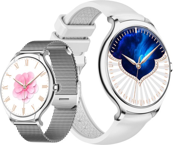 Kiraal Graceful - Smartwatch Dames - Smartwatch Heren - Stappenteller - Full Screen - Fitness Tracker - Activity Tracker - Smartwatch Android & IOS - Zilver