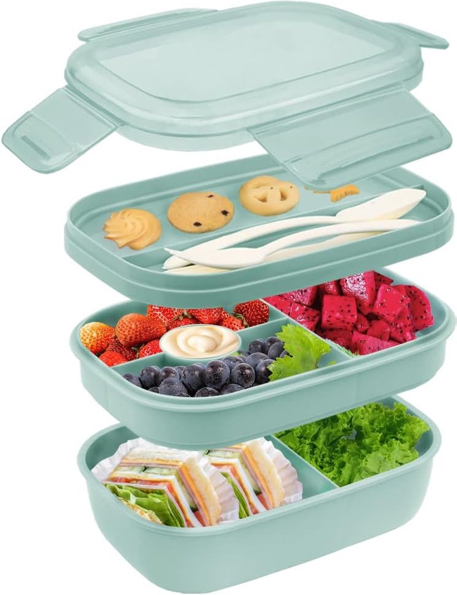 Lunch Box Boîtes Bento pour Adulte et Enfant, avec Couverts et  compartimentée réglables, Passe au micro