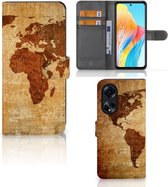 Telefoonhoesje OPPO A98 5G Wallet Bookcase Wereldkaart