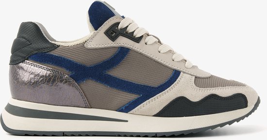 VIA VAI Nora Base Sneakers - Beige Blauw Metallic - Maat 40