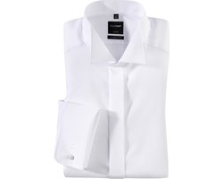 OLYMP Luxor modern fit overhemd - smoking overhemd - mouwlengte 7 - wit met wing kraag - Strijkvrij - Boordmaat: 46