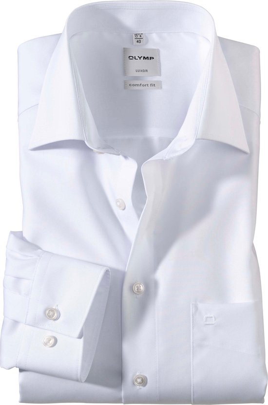 OLYMP Luxor comfort fit overhemd - wit - Strijkvrij - Boordmaat: 51