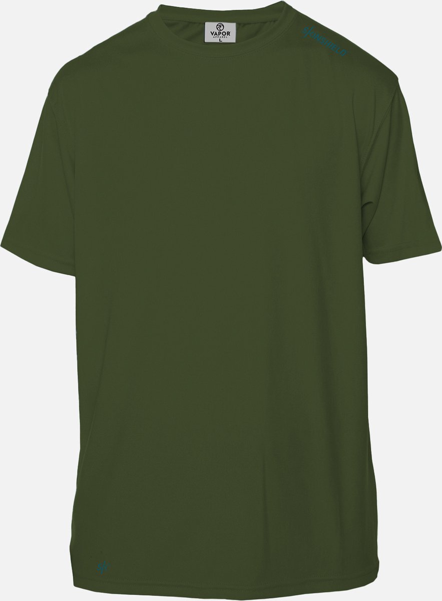 SKINSHIELD - UV Shirt met korte mouwen voor heren - FACTOR 50+ Zonbescherming - UV werend - Groen