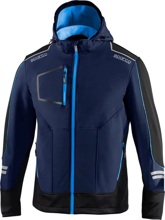 Foto: Sparco tech softshell waterdichte reflecterende en versterkte jas met polar fleece voering maat l blauw lichtblauw