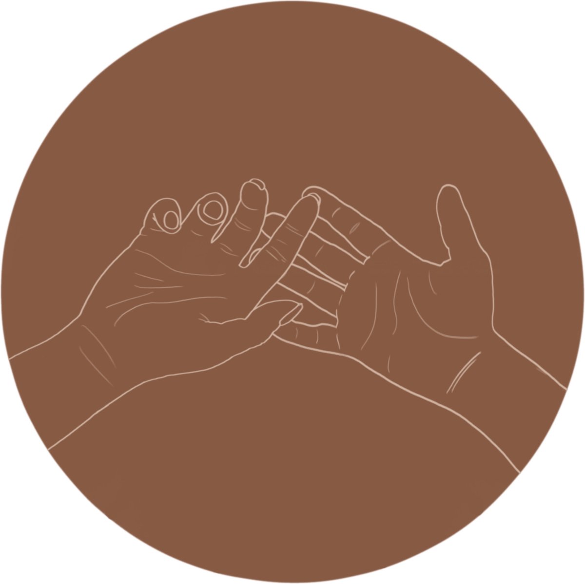 Muurcirkel 2 handen Circle of Life Collection Aluminium Luxe uitstraling Wallcircle Wandcirkel binnen Ronde schilderijen Wanddecoratie Familie Gezin Handgetekend 70x70 cm Incl ophangsysteem