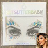 GetGlitterBaby® - Glitter Face Jewels / Festival Glitters / Strass Glitter Steentjes / Plak Diamantjes voor Gezicht / Rhinestones - Zilver / Blauw