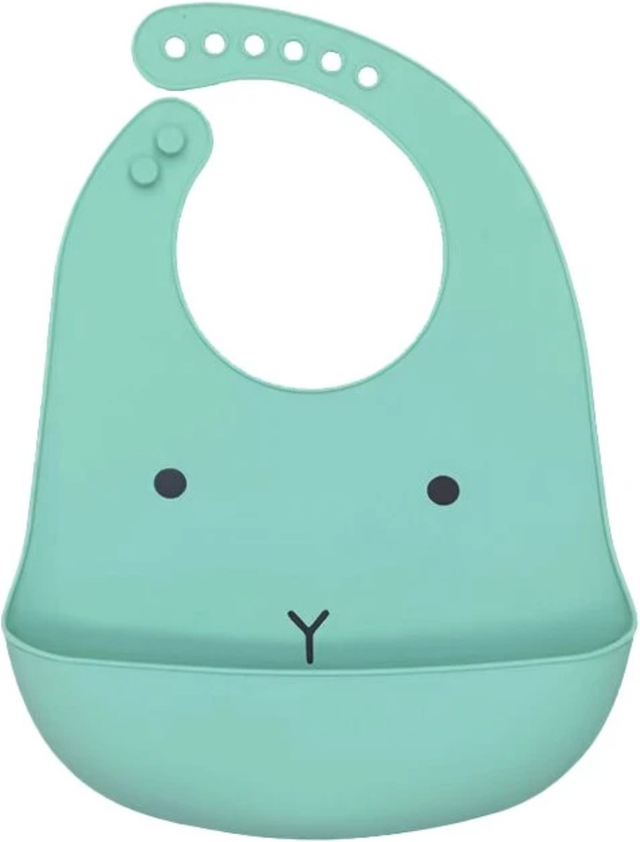 Goedkoopste Siliconen Slab met Opvangbakje - Mint - Bunny - Verstelbaar - BPA-vrij - Baby Slabber - Slabbetje