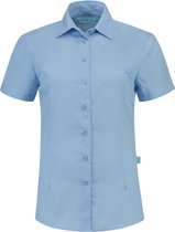 L&S Shirt poplin mix met korte mouwen voor dames licht blauw - XL