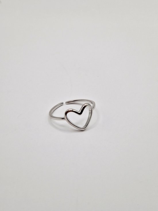 Ring Dames - Hartjes Ring - Hart vormige ring - 18k goud - Zilver - Verstelbare ring - cadeautje voor haar
