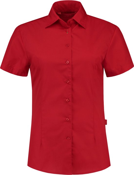 L&S Shirt poplin mix met korte mouwen voor dames rood - S