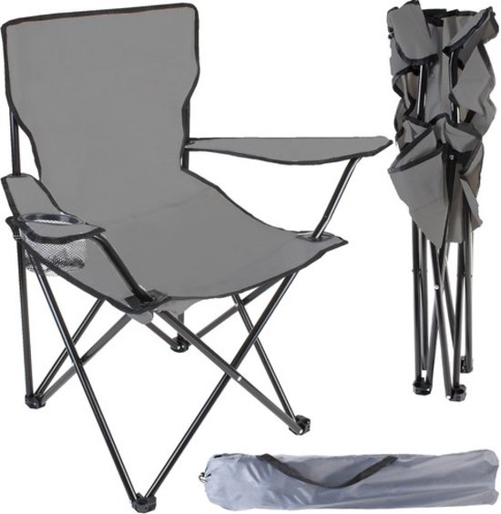 COMFORTABEL, GRIJZE OPVOUWBARE VISSTOEL- CAMPINGSTOEL - TUINSTOEL van Merkloos — afbeelding 4