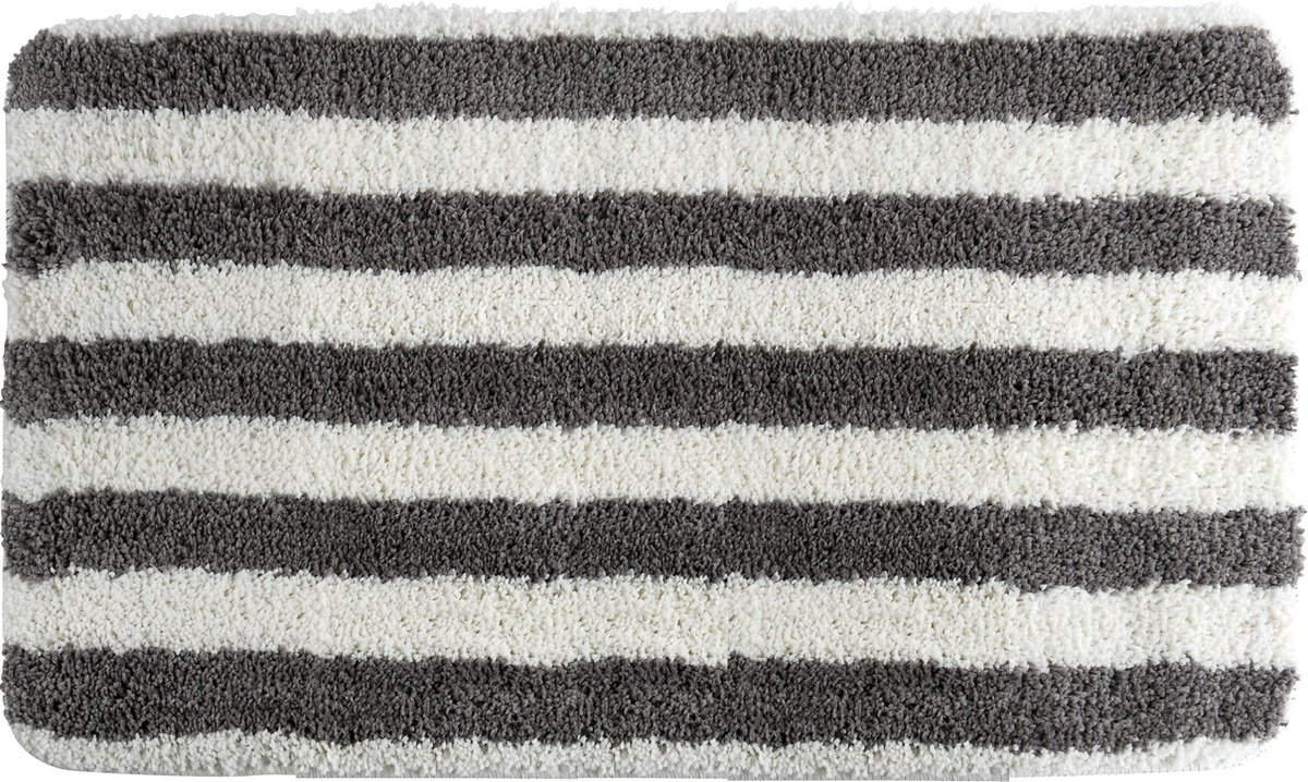 MSV Badkamerkleed/badmat - kleedje voor op de vloer - grijs/wit - 50 x 80 cm - Microvezel