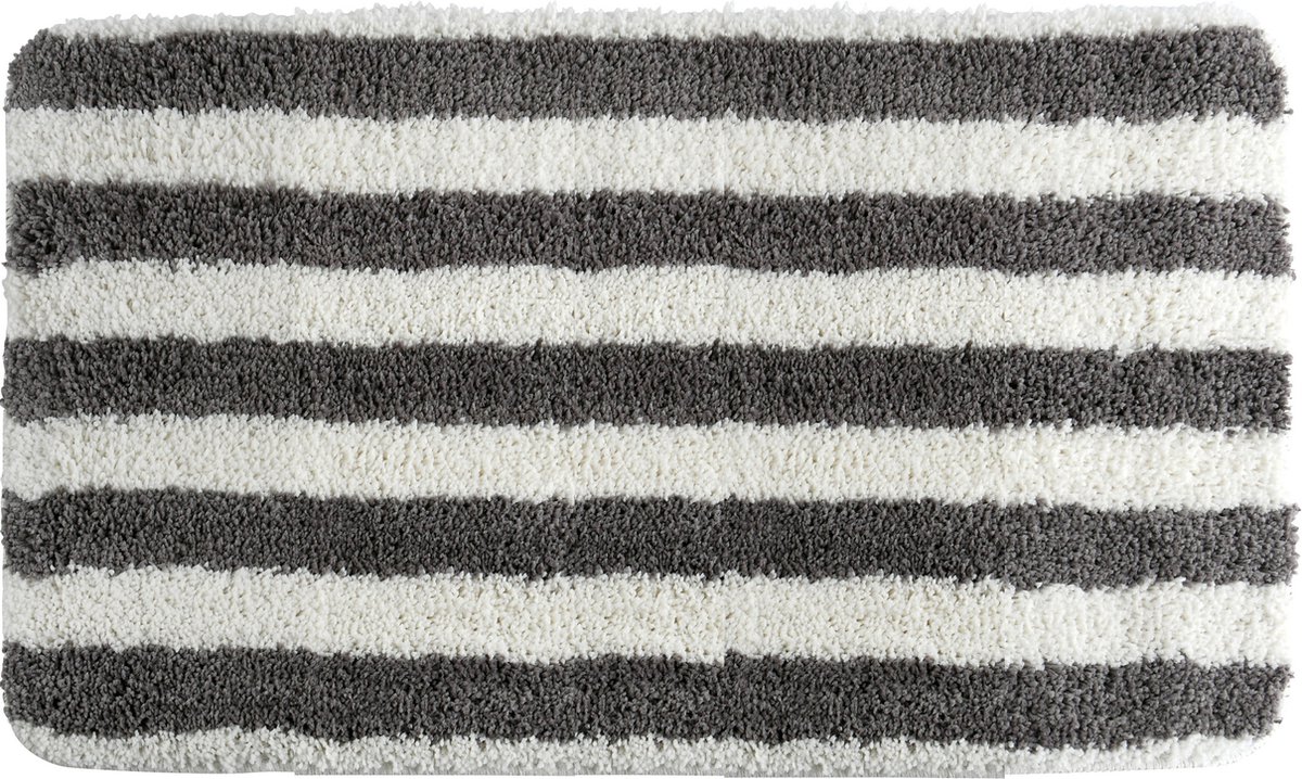 MSV Badkamerkleed/badmat - kleedje voor op de vloer - grijs/wit - 50 x 80 cm - Microvezel