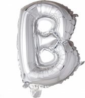 Folie Ballon Letter B Zilver 41cm met Rietje