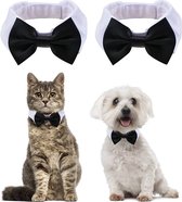 Honden en katten dasstrik de luxe zwart wit - tuxedo - hond - kat - dasstrik - kerst - huwelijk - huisdier