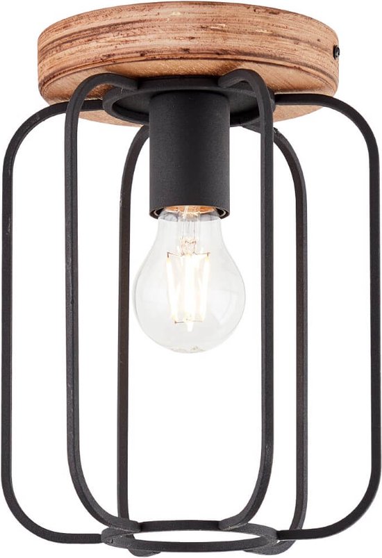 Plafondlamp Tosh 20cm zwart met houtbruin - 99500/66