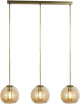 Home24 Hanglamp 3LT Bar Pendants Antique Brass Amber glass