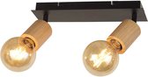 Searchlight SPINNY Spot Plafondlamp 2 Lichts Hout Zwart