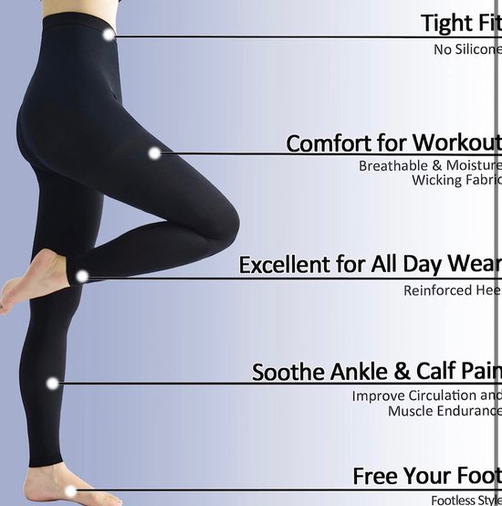 De Millennials - Compressie leggings voor dames - compressie panty - compressie kousen - Maat XL - 20-30 mmHg steunkousen voor dames - ondoorzichtig - solide ondersteuning voor spataderen - sport - yoga - fitness - outdoor sport -oedeem - zwart van Merkloos — afbeelding 5