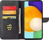 Smartphonica Samsung Galaxy A52 5G kunstleren hoesje met lipje en pashouders - Zwart / Kunstleer / Book Case geschikt voor Samsung Galaxy A52 5G