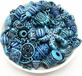 20 gram acryl kralen blauw bewerkt